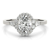 Oval Halo Side Stone Engagement Ring - Diamonds By Rothschild