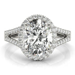 Oval Halo Split Pavé Shank Engagement Ring - Diamonds By Rothschild