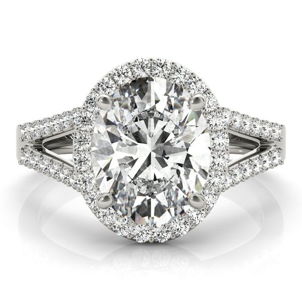 Oval Halo Split Pavé Shank Engagement Ring - Diamonds By Rothschild