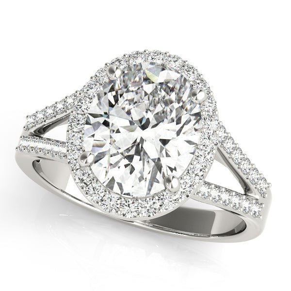 Oval Halo Split Pavé Shank Engagement Ring - Diamonds By Rothschild