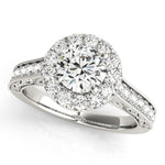Patterned Shank Round Halo Engagement Ring - Diamonds By Rothschild