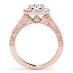 Patterned Shank Round Halo Engagement Ring - Diamonds By Rothschild