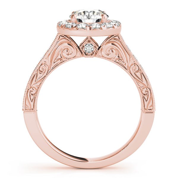 Patterned Shank Round Halo Engagement Ring - Diamonds By Rothschild