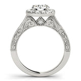 Patterned Shank Round Halo Engagement Ring - Diamonds By Rothschild