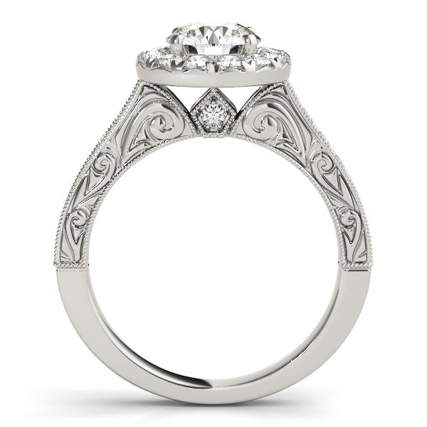 Patterned Shank Round Halo Engagement Ring - Diamonds By Rothschild