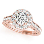 Patterned Shank Round Halo Engagement Ring - Diamonds By Rothschild