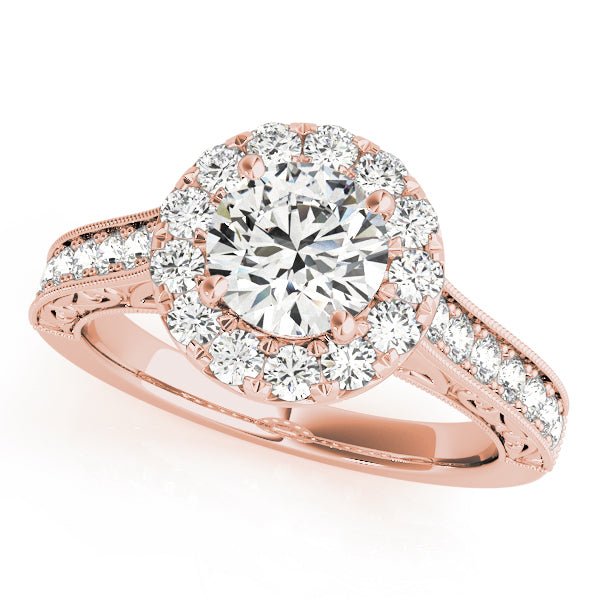 Patterned Shank Round Halo Engagement Ring - Diamonds By Rothschild