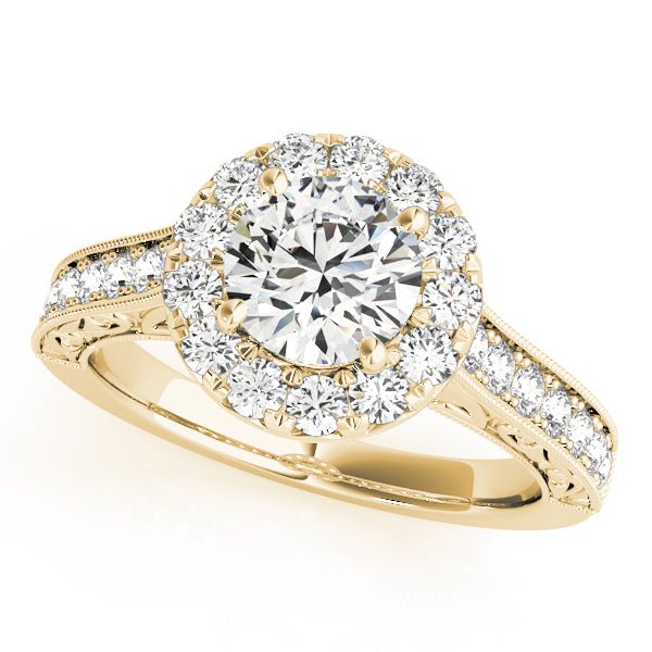 Patterned Shank Round Halo Engagement Ring - Diamonds By Rothschild