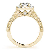 Patterned Shank Round Halo Engagement Ring - Diamonds By Rothschild