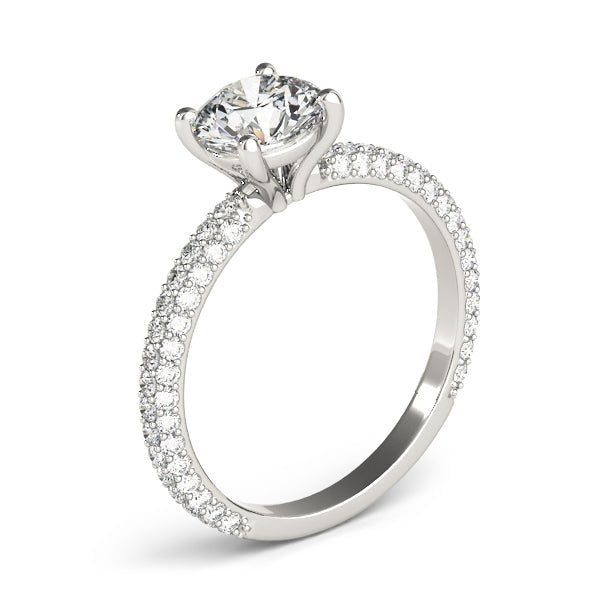 PAVE ENGAGEMENT RING WITH ROUND HEAD - Diamonds By Rothschild