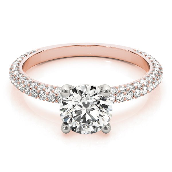 PAVE ENGAGEMENT RING WITH ROUND HEAD - Diamonds By Rothschild