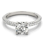 PAVE ENGAGEMENT RING WITH ROUND HEAD - Diamonds By Rothschild