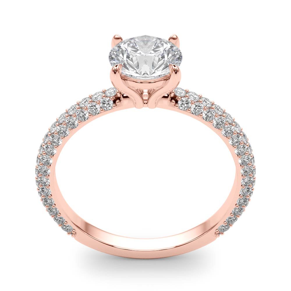 PAVE ENGAGEMENT RING WITH ROUND HEAD - Diamonds By Rothschild