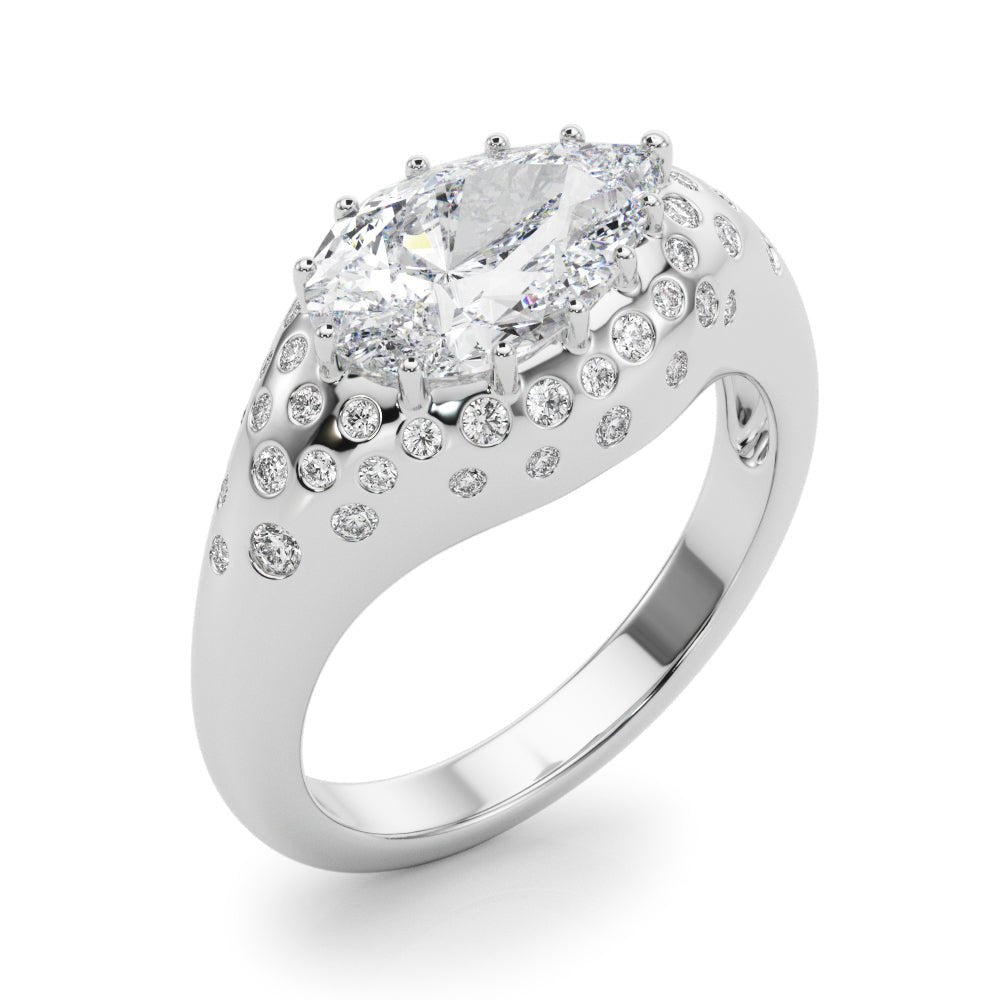 Pear Center Diamond Encrusted Engagement Ring - Diamonds By Rothschild