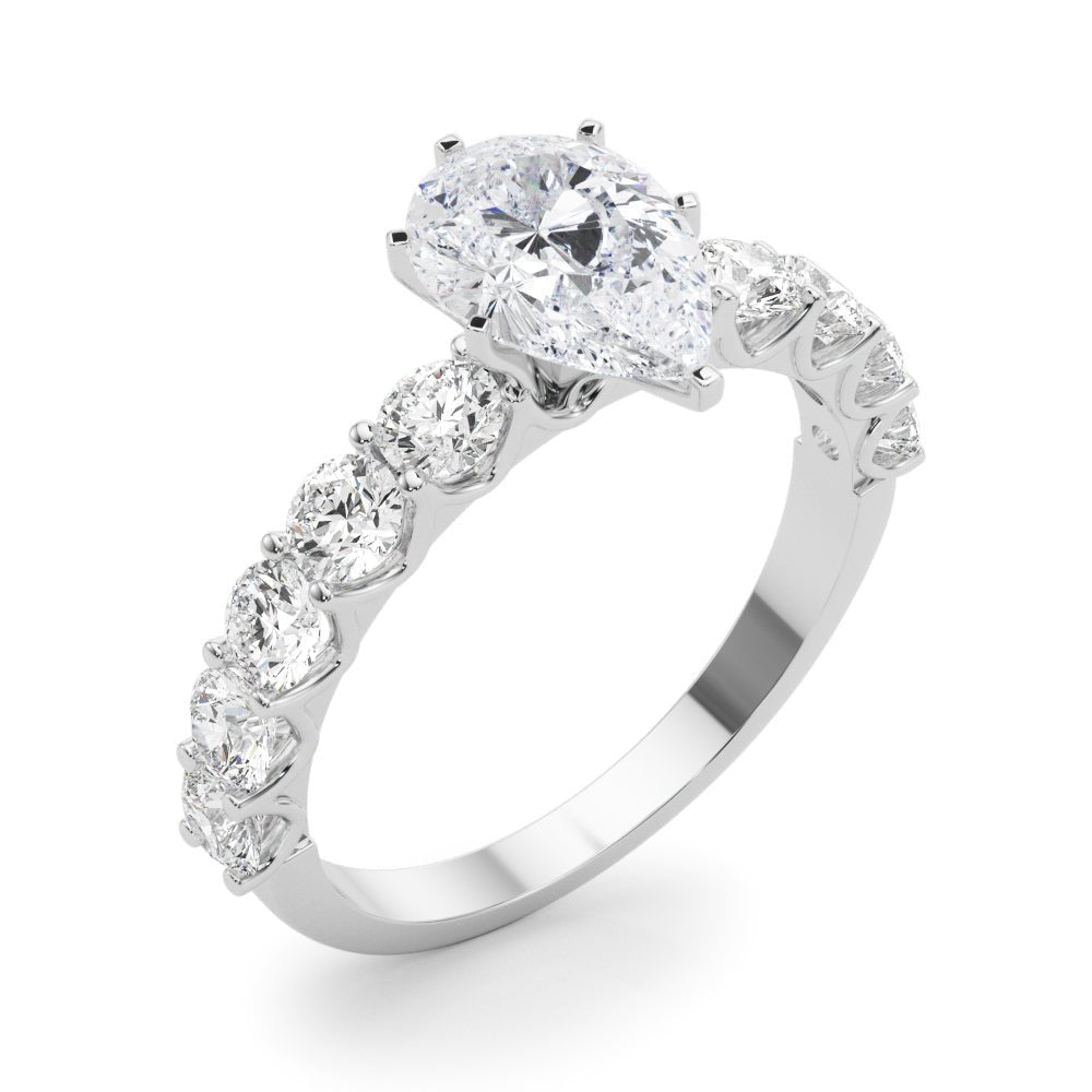 Pear Center Large Pavé Engagement Ring - Diamonds By Rothschild