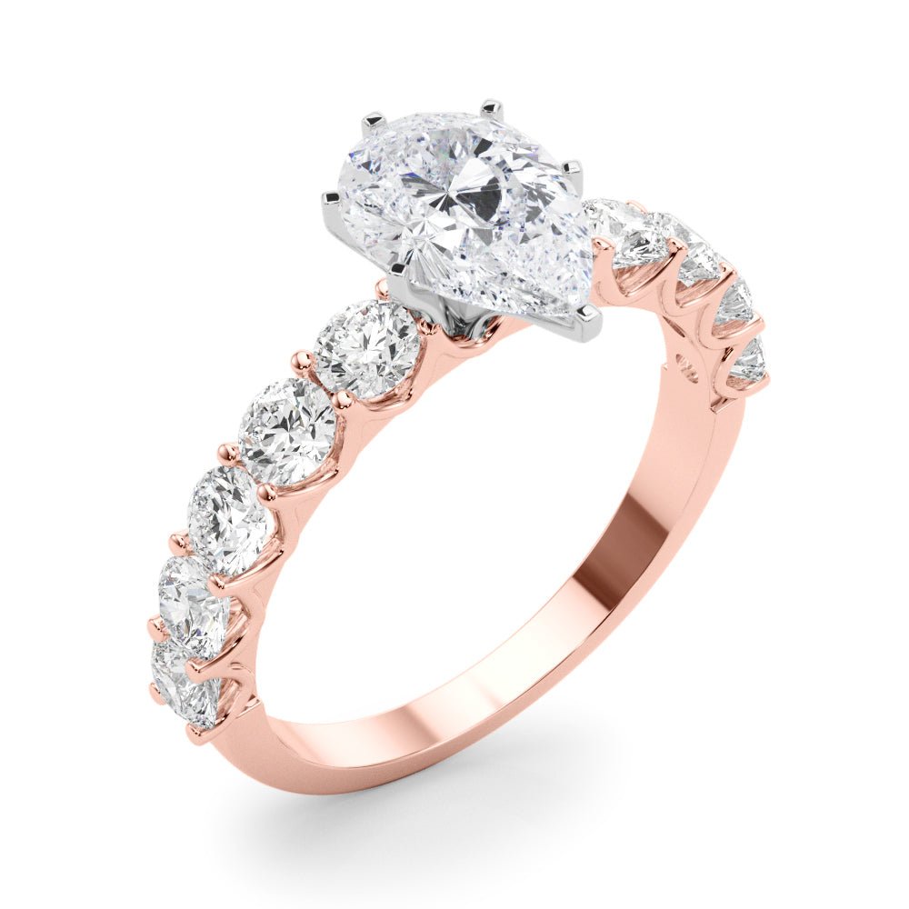 Pear Center Large Pavé Engagement Ring - Diamonds By Rothschild