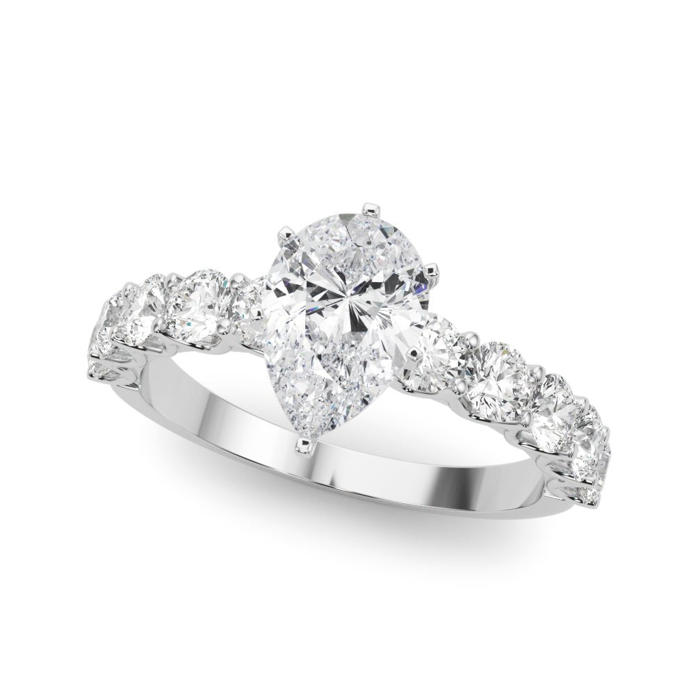 Pear Center Large Pavé Engagement Ring - Diamonds By Rothschild
