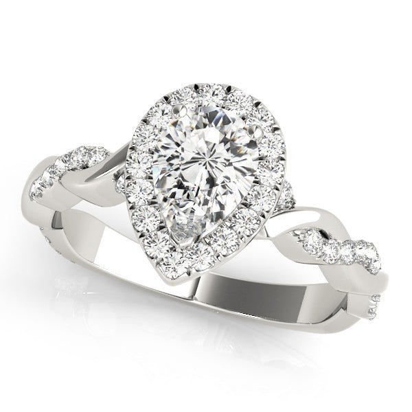 Pear Halo Ring with Braided Pavé Shank - Diamonds By Rothschild
