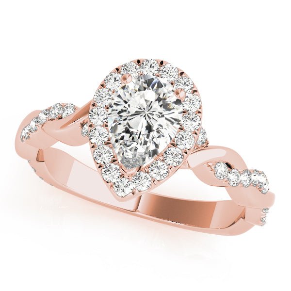 Pear Halo Ring with Braided Pavé Shank - Diamonds By Rothschild