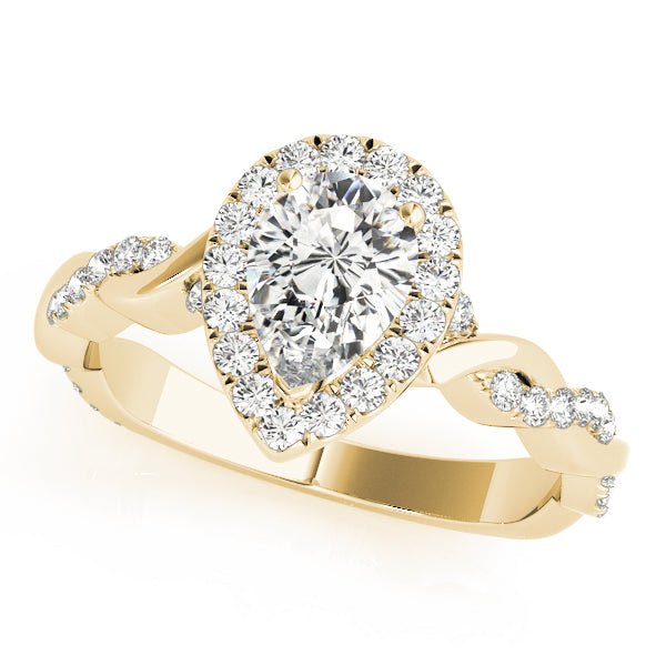 Pear Halo Ring with Braided Pavé Shank - Diamonds By Rothschild