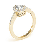 Pear Shape Halo Single Row Pavé Engagement Ring - Diamonds By Rothschild