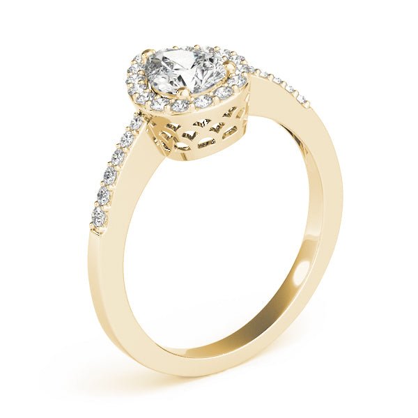 Pear Shape Halo Single Row Pavé Engagement Ring - Diamonds By Rothschild