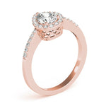 Pear Shape Halo Single Row Pavé Engagement Ring - Diamonds By Rothschild