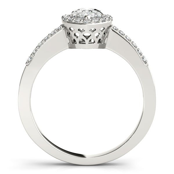 Pear Shape Halo Single Row Pavé Engagement Ring - Diamonds By Rothschild