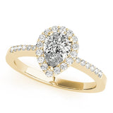 Pear Shape Halo Single Row Pavé Engagement Ring - Diamonds By Rothschild