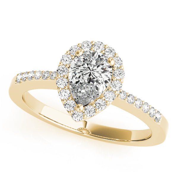 Pear Shape Halo Single Row Pavé Engagement Ring - Diamonds By Rothschild