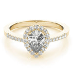Pear Shape Halo Single Row Pavé Engagement Ring - Diamonds By Rothschild