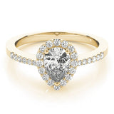 Pear Shape Halo Single Row Pavé Engagement Ring - Diamonds By Rothschild