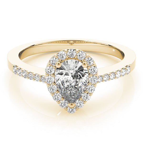 Pear Shape Halo Single Row Pavé Engagement Ring - Diamonds By Rothschild