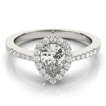 Pear Shape Halo Single Row Pavé Engagement Ring - Diamonds By Rothschild