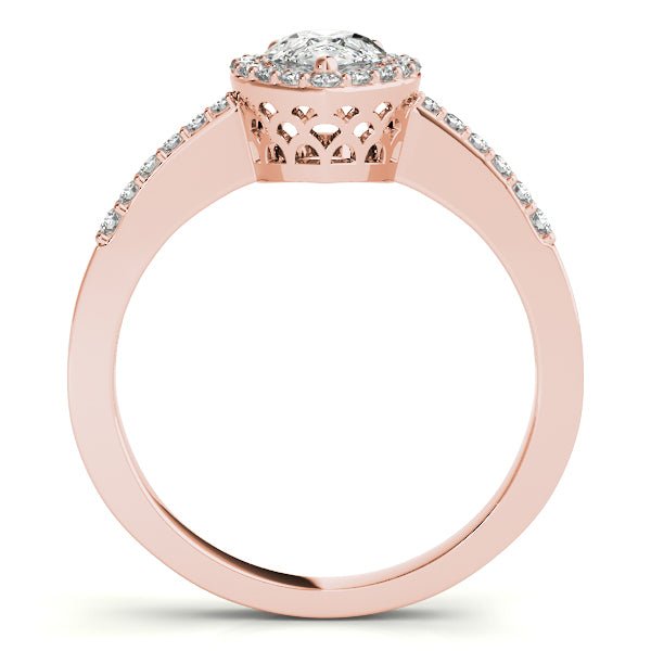 Pear Shape Halo Single Row Pavé Engagement Ring - Diamonds By Rothschild