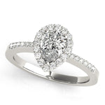Pear Shape Halo Single Row Pavé Engagement Ring - Diamonds By Rothschild