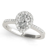 Pear Shape Halo Single Row Pavé Engagement Ring - Diamonds By Rothschild