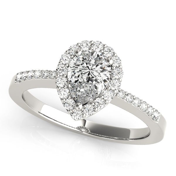 Pear Shape Halo Single Row Pavé Engagement Ring - Diamonds By Rothschild
