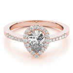 Pear Shape Halo Single Row Pavé Engagement Ring - Diamonds By Rothschild