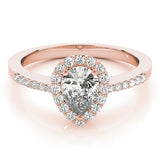 Pear Shape Halo Single Row Pavé Engagement Ring - Diamonds By Rothschild