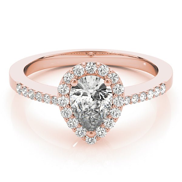 Pear Shape Halo Single Row Pavé Engagement Ring - Diamonds By Rothschild