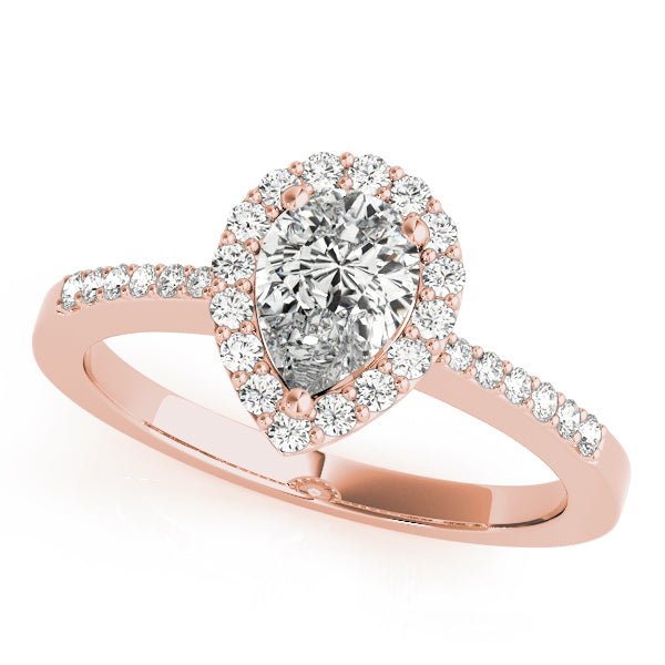 Pear Shape Halo Single Row Pavé Engagement Ring - Diamonds By Rothschild