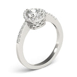 Pear Shape Halo Single Row Pavé Engagement Ring - Diamonds By Rothschild