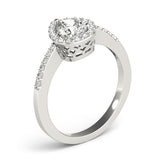 Pear Shape Halo Single Row Pavé Engagement Ring - Diamonds By Rothschild