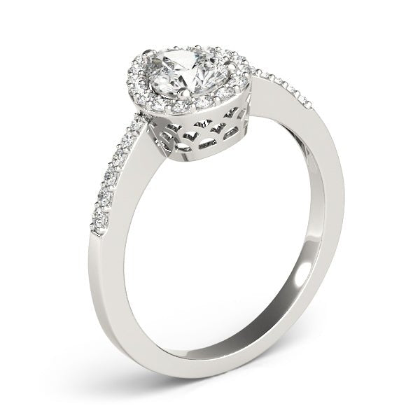 Pear Shape Halo Single Row Pavé Engagement Ring - Diamonds By Rothschild