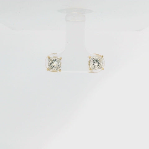 14KY Princess Cut Studs - 1.59cttw H VS GIA Certified 