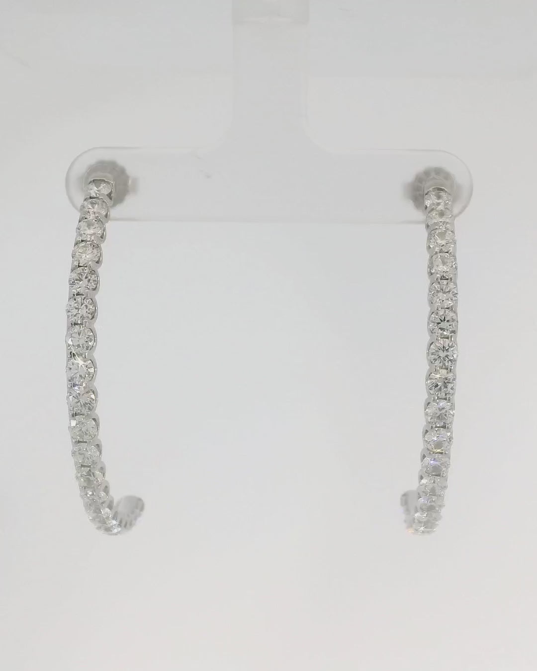 14KW Diamond Half-Hoop "J Shape" Earrings - 3.76ctw