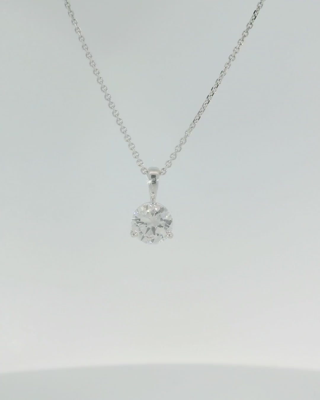 14kt white gold solitaire necklace with 1.01ct round diamond 