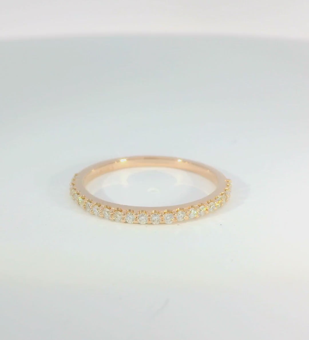 14KR Rose Gold Bead set Diamond Band - 0.26ctw