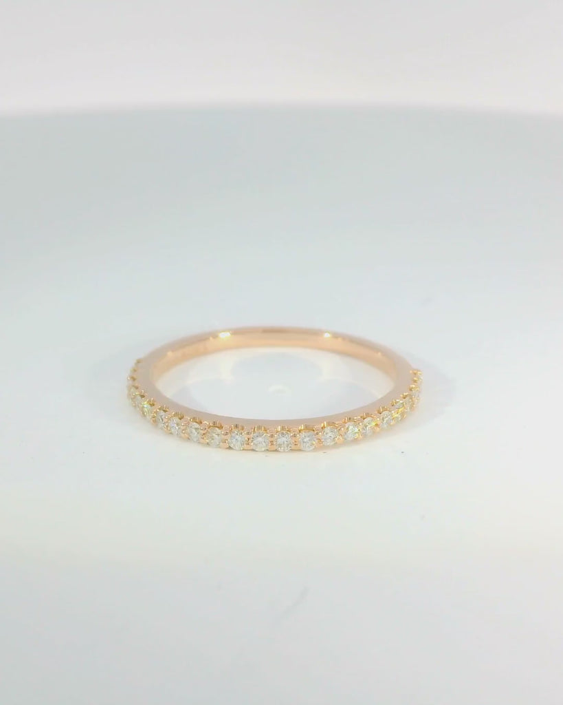14KR Rose Gold Bead set Diamond Band - 0.26ctw